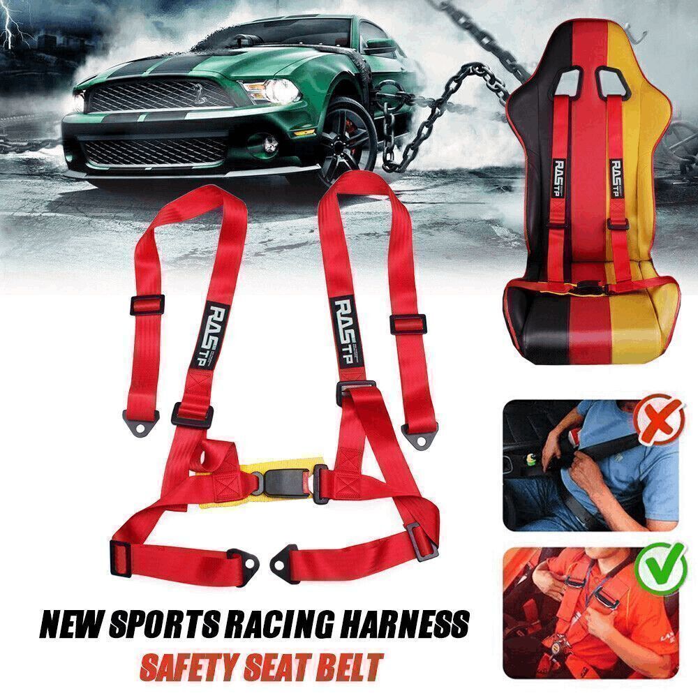 Bundle of 2x 4-Point Adjustable Racing Seat Belts Harness Safety Shoulder Straps